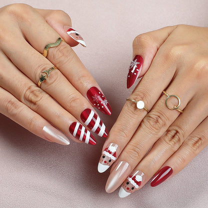 Artificial nail set with festive Christmas design and creative motifs Acalora