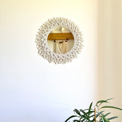 Decorative Macrame Round Wall Mirror Acalora