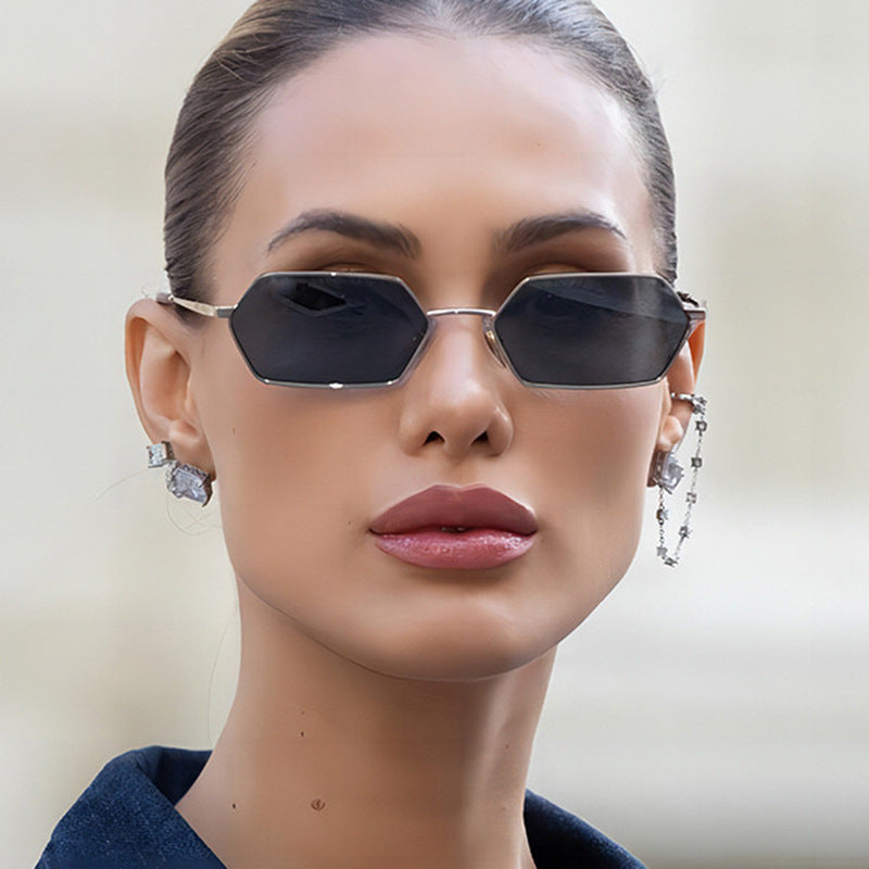 Women's hexagonal sunglasses with elegant metal frame and UV protection Kalsten