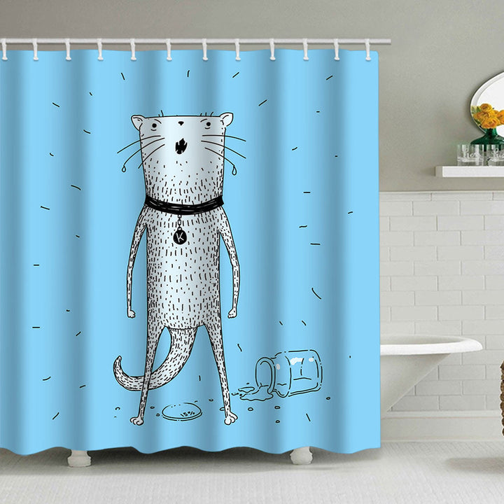 Artistic Dog Illustration Shower Curtain Kalsten