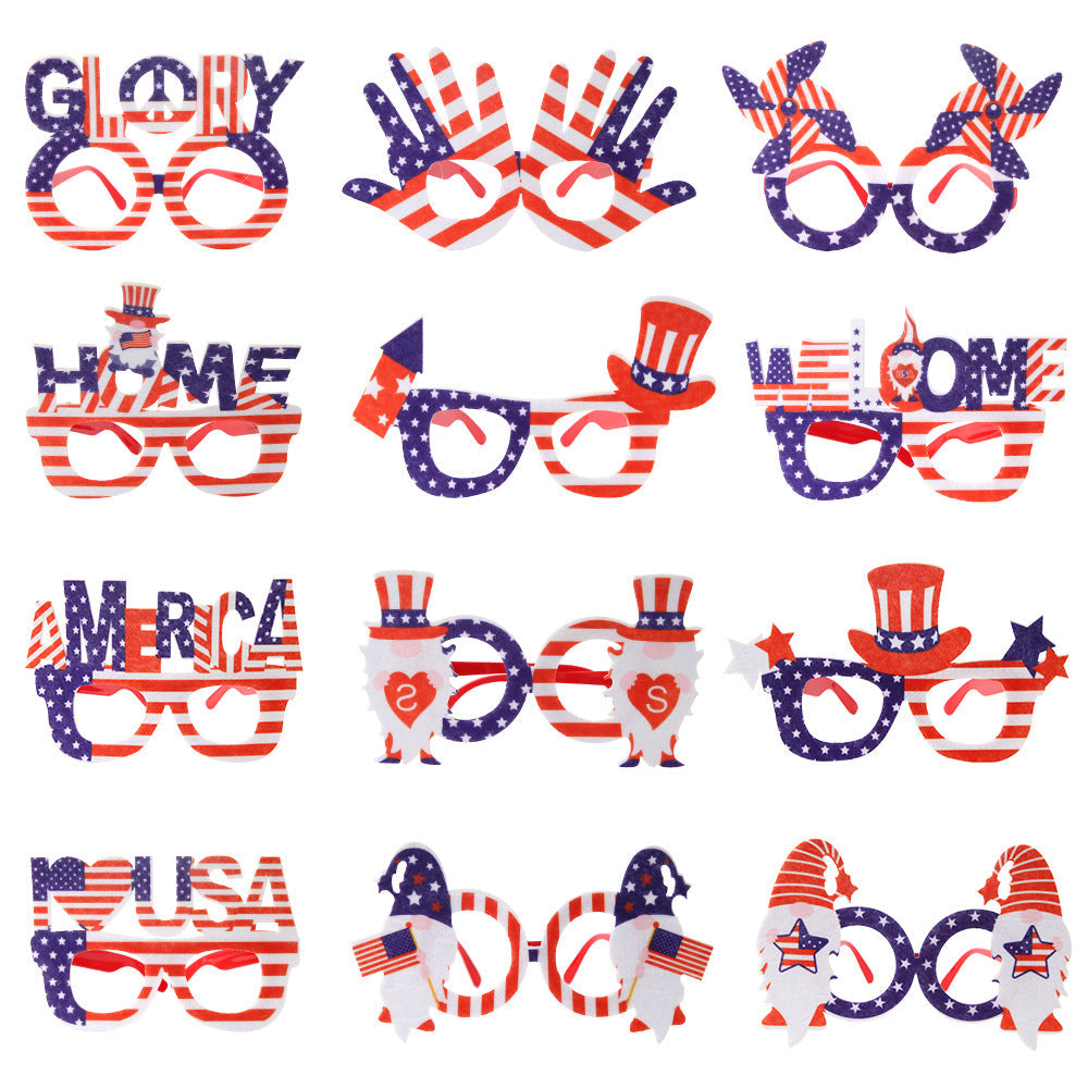 Unisex nan novelty hand-shaped patriotic party eye glasses with finger-frame design Kalsten