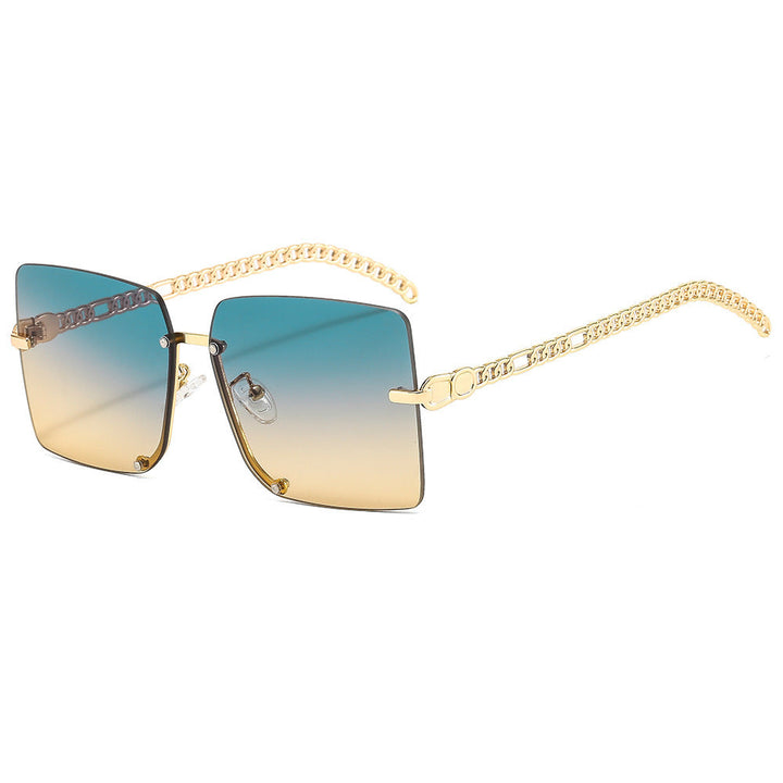 Women's fashionable sunglasses with luxurious chain arm and rectangular frame Kalsten