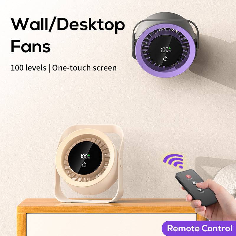 Unisex portable battery table fan with digital battery display, touch-sensitive power button, and adjustable stand
