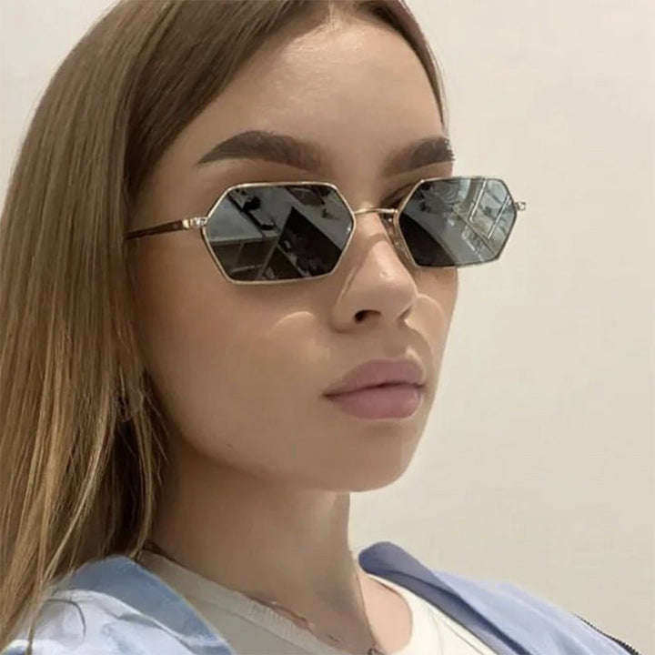 Women's hexagonal sunglasses with elegant metal frame and UV protection Kalsten