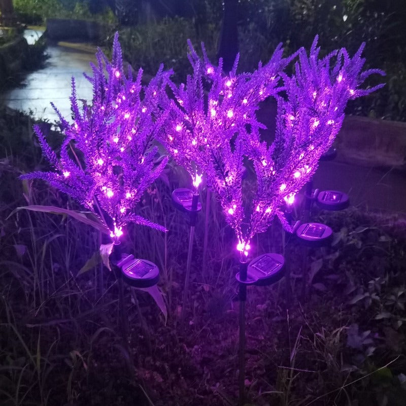 Solar-Powered Simulated Lavender Blossom Garden Stake Lights With Stake-Mounted Control Kalsten