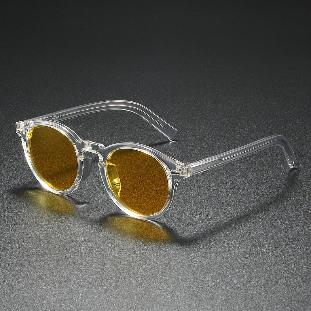 Ladies Round Sunglasses with Transparent Frame and Reflective Lenses Kalsten