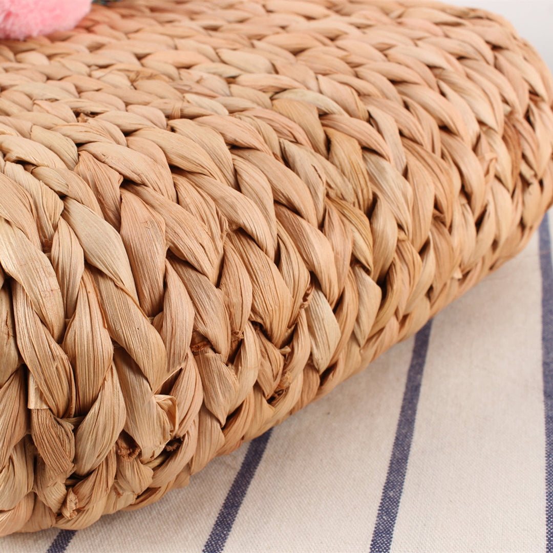 Basket bag with colorful pompons and carrying straps Kalsten