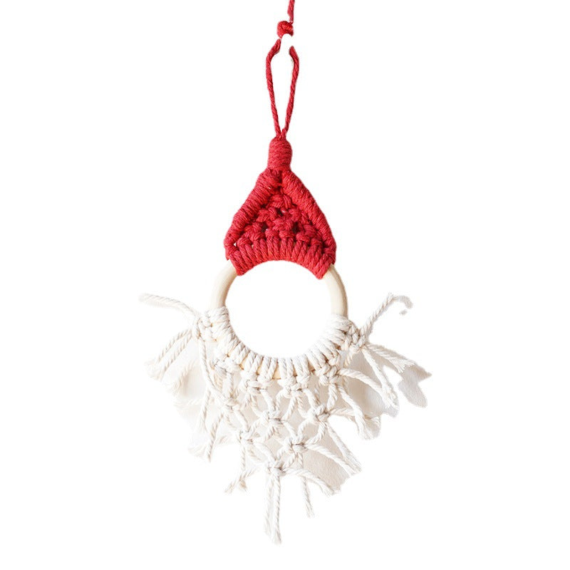 Macramé Decorative Wall Hanging with Circular Wooden Ring Acalora