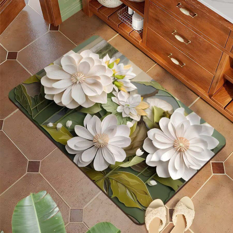 Floral Design Plush Bath Mat
