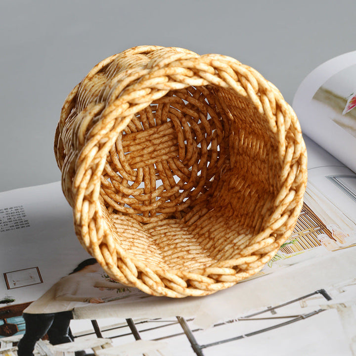 Handcrafted Round Wicker Storage Basket Kalsten