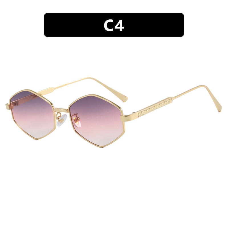 Women's hexagonal sunglasses with elegant metal accents and UV protection Kalsten