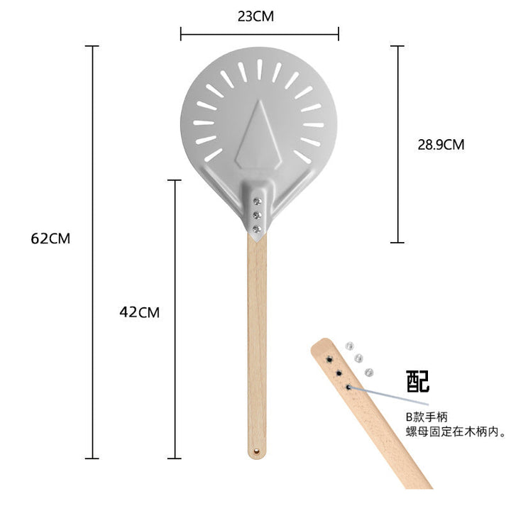 long-handled perforated pizza peel with wooden handle Kalsten