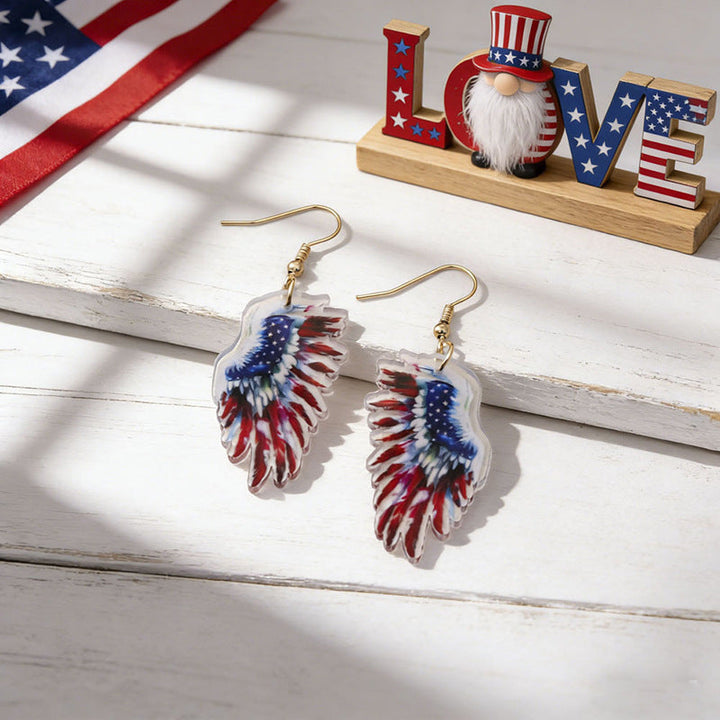 Ladies nan statement earrings with bow shape and American flag pendant Kalsten