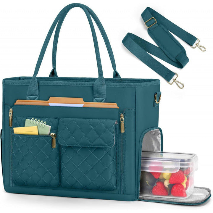 Multifunctional tote bag with structured interior layout and removable compartments Kalsten