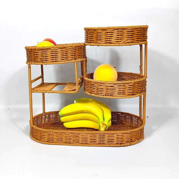 Unisex Rattan Shelf with Three Levels Kalsten