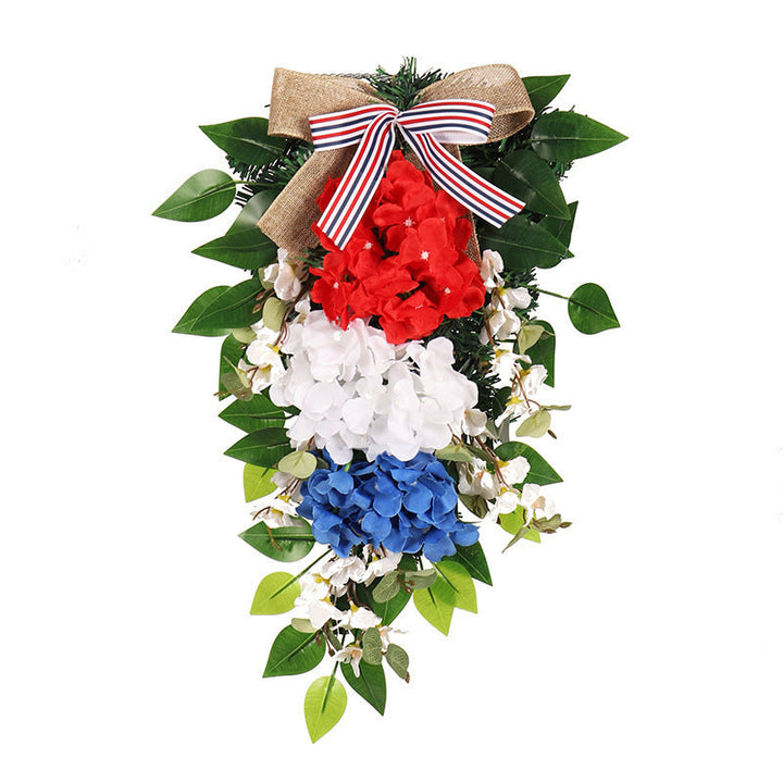 Women Decorative Wall Wreath with Colorful Artificial Flowers and Bow Kalsten