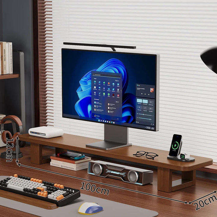Modern Wooden Monitor Stand with Cable Management Kalsten