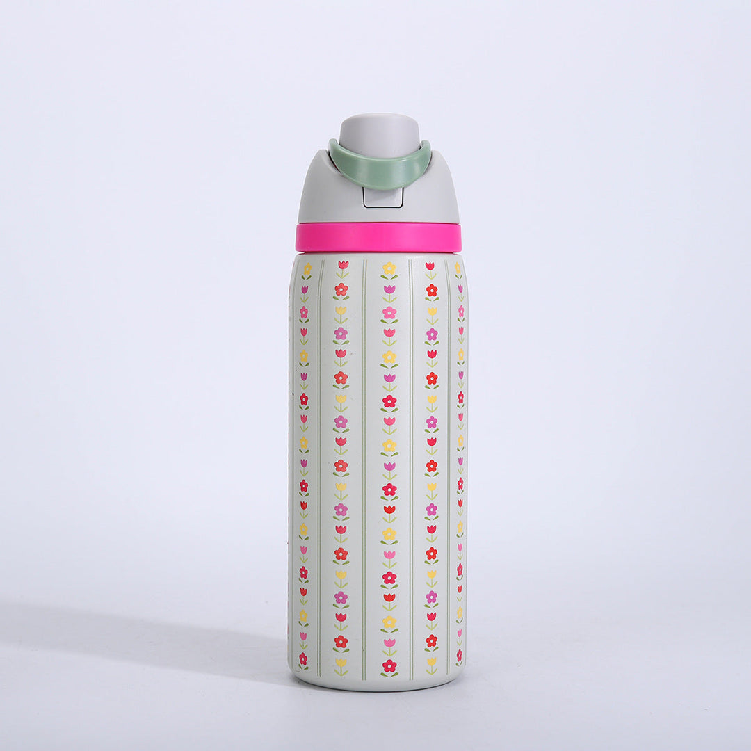 Vacuum-Insulated Stainless Steel Bottle With One-Touch Flip Lid And Integrated Carry Loop