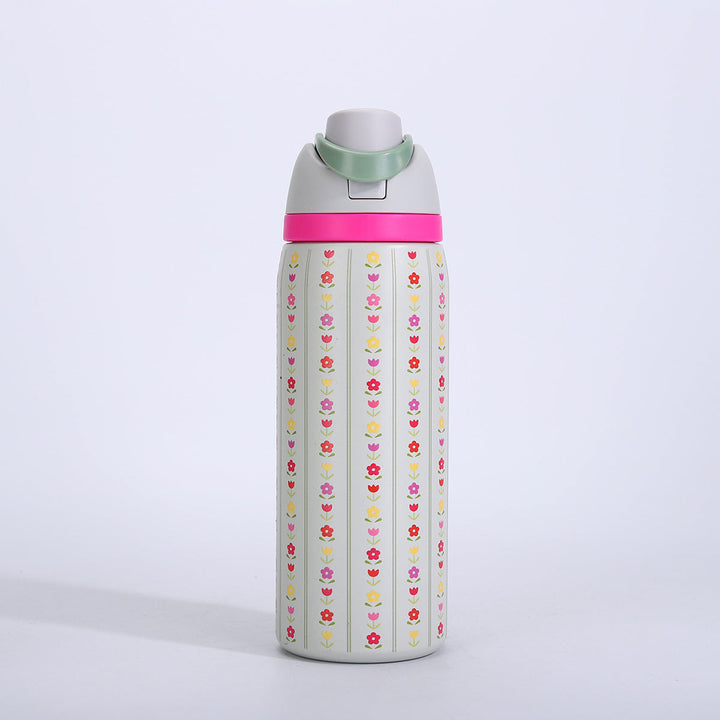 Vacuum-Insulated Stainless Steel Bottle With One-Touch Flip Lid And Integrated Carry Loop