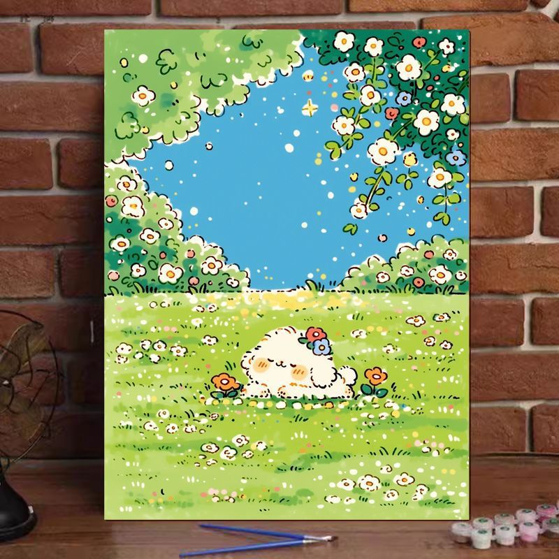 Cute Cat Illustration Canvas Art Print Kalsten