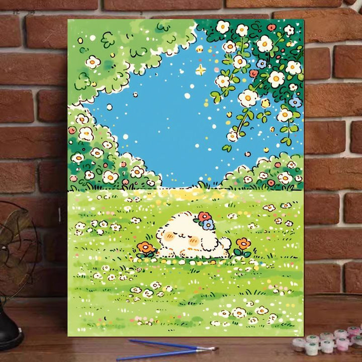 Cute Cat Illustration Canvas Art Print Kalsten