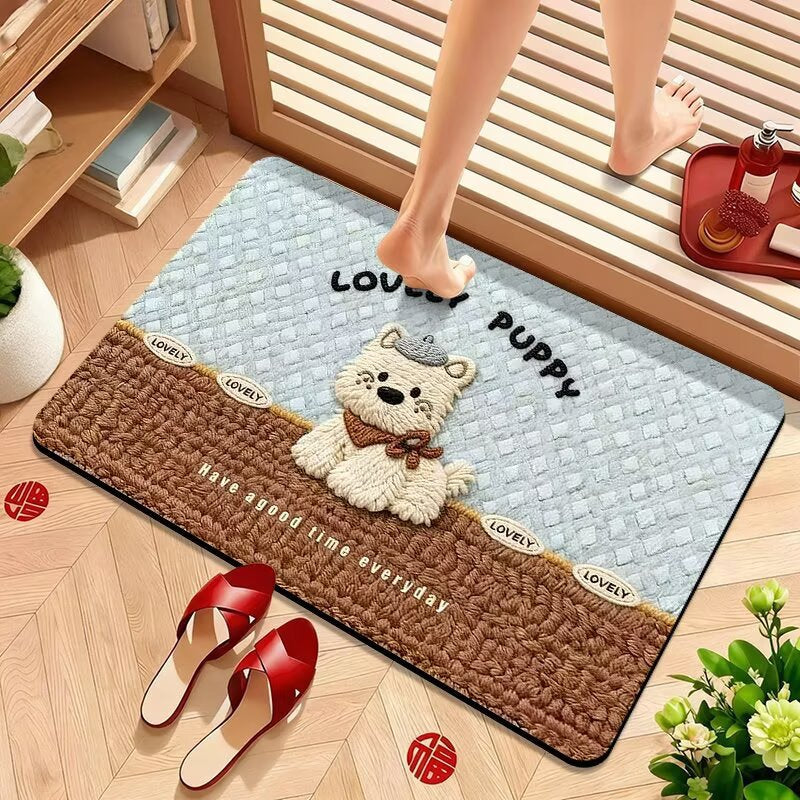 Cute Puppy-Themed Plush Bath Mat Acalora
