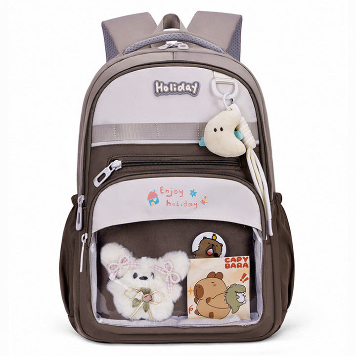 Playful school backpack with transparent compartment and creative accents Kalsten