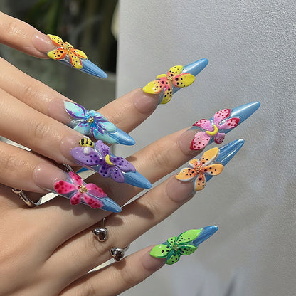 Acrylic nails with floral 3D applications Acalora