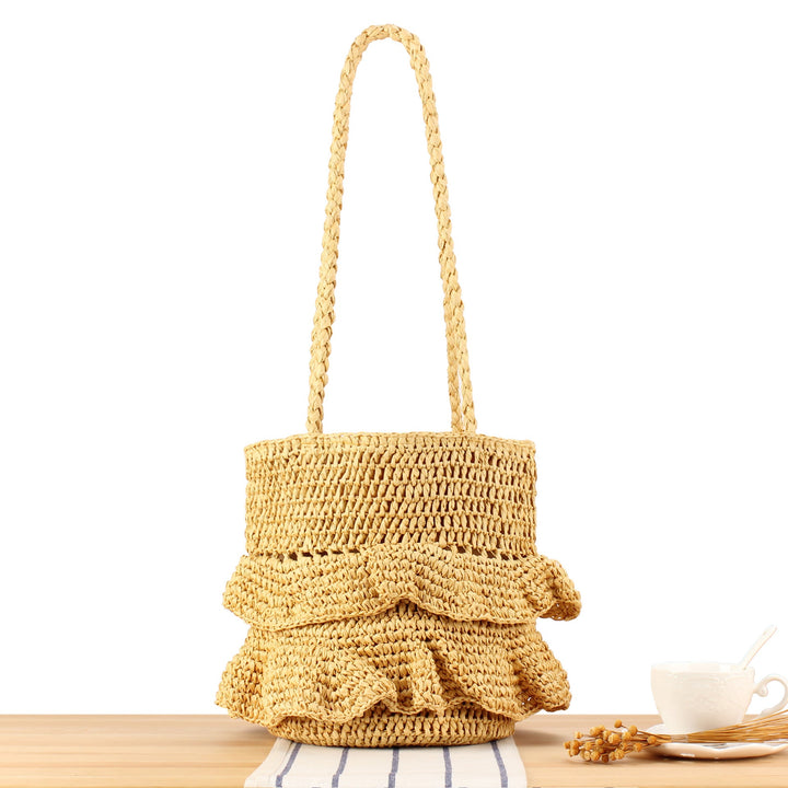 Braided backpack bag with stylish ruffle details Kalsten