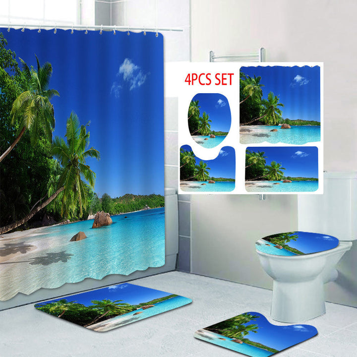 Tropical Beach Scene Shower Curtain Kalsten