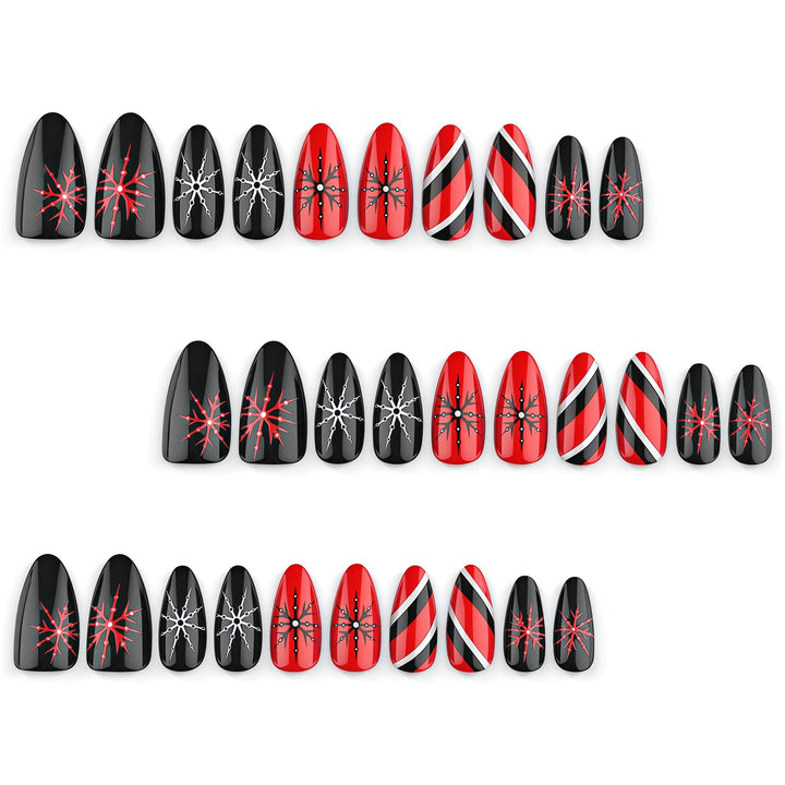 Artificial nails in modern stiletto design with graphic accents Kalsten