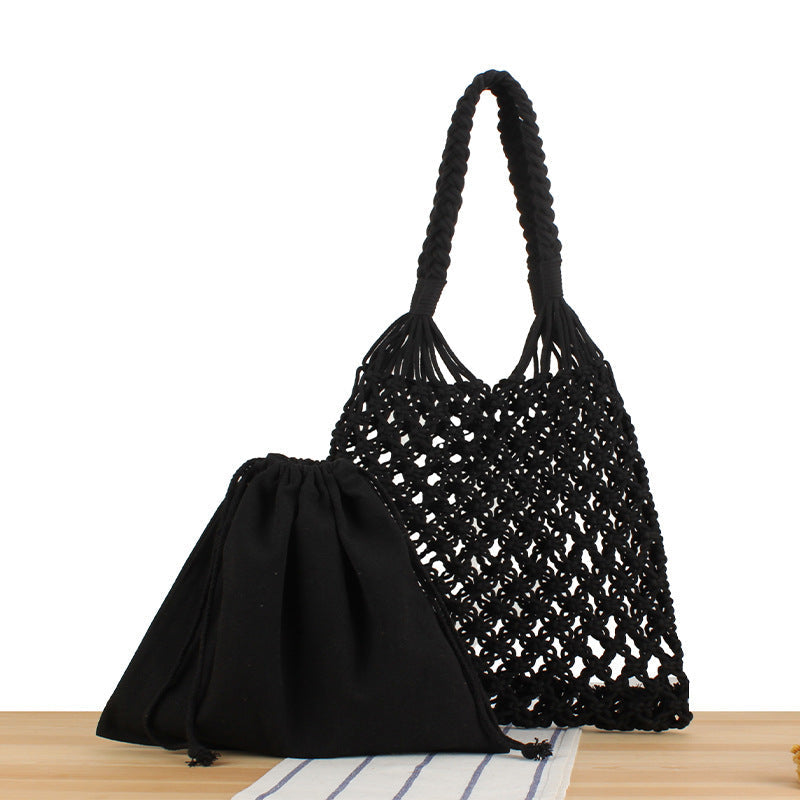 Handmade mesh tote bag with inner pouch Kalsten