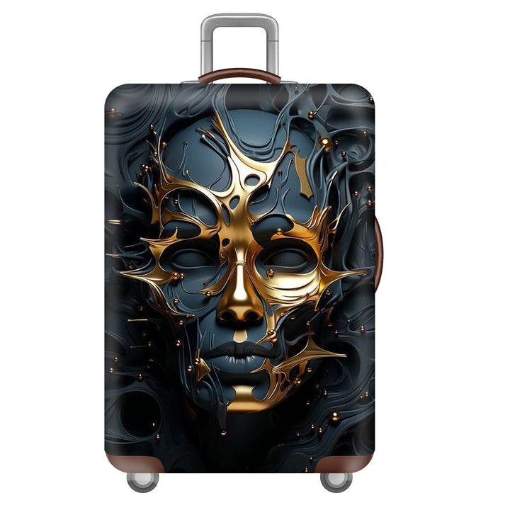 Unisex large hard shell suitcase with sturdy trolley handle and elastic motif protective cover superhero design Kalsten