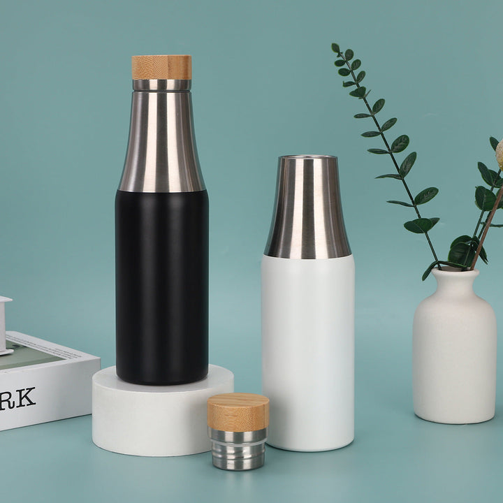 Women's stainless steel insulated drinking bottle with bamboo lid Kalsten