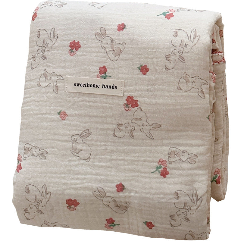 Unisex Cozy Muslin Blanket with Cute Rabbit Design Kalsten