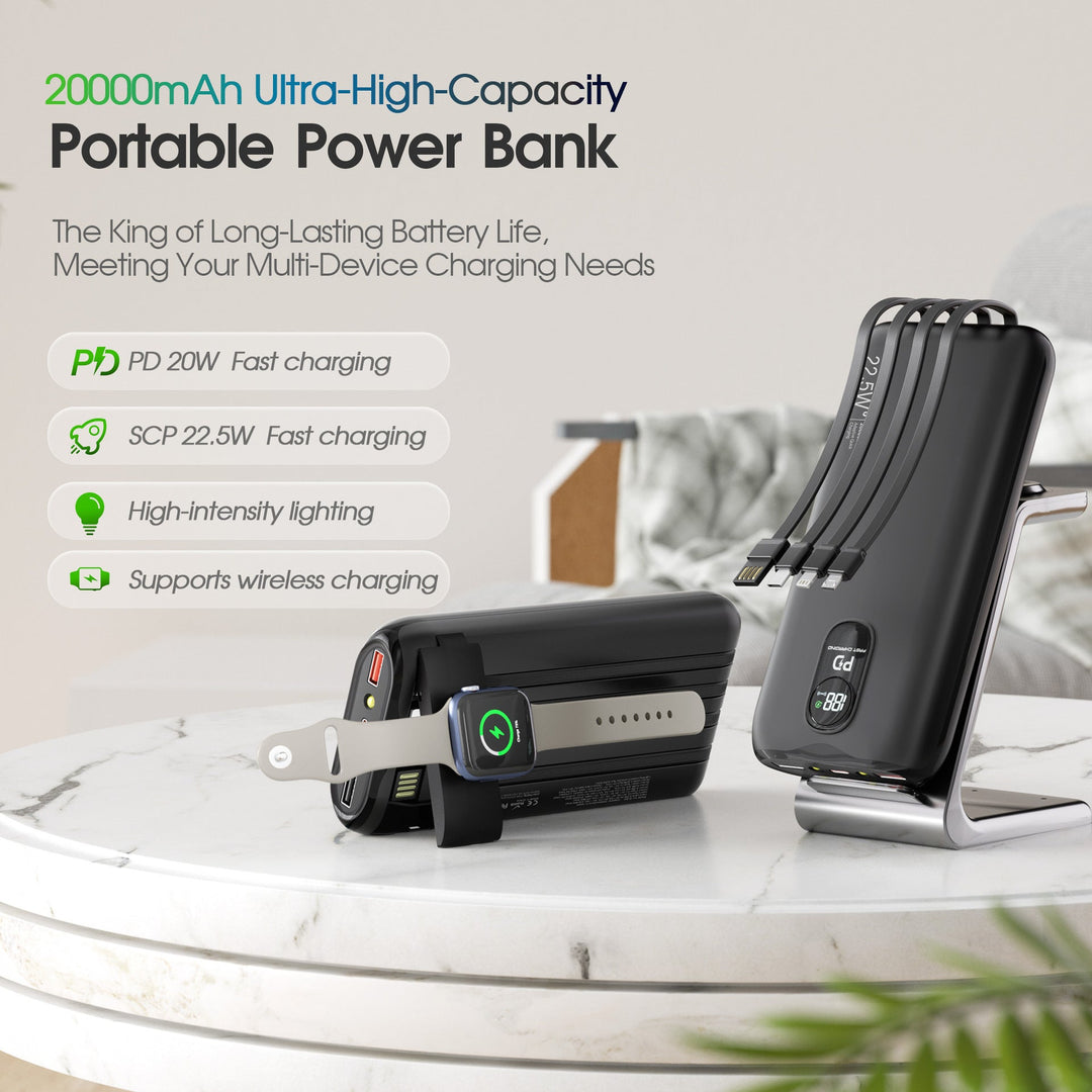 Portable power bank with fast inductive charging and multiple USB ports Kalsten