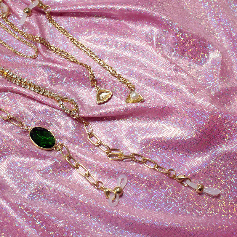 Elegant necklace with green stone and golden accents Kalsten