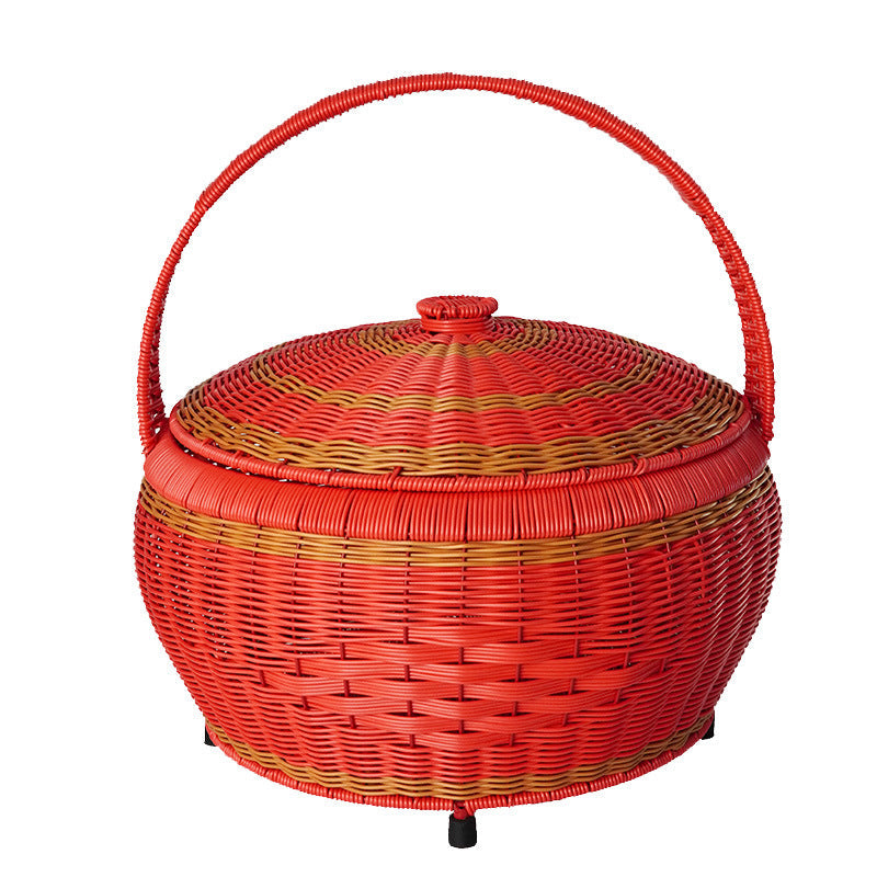Women Rattan Storage Basket with Lid Kalsten