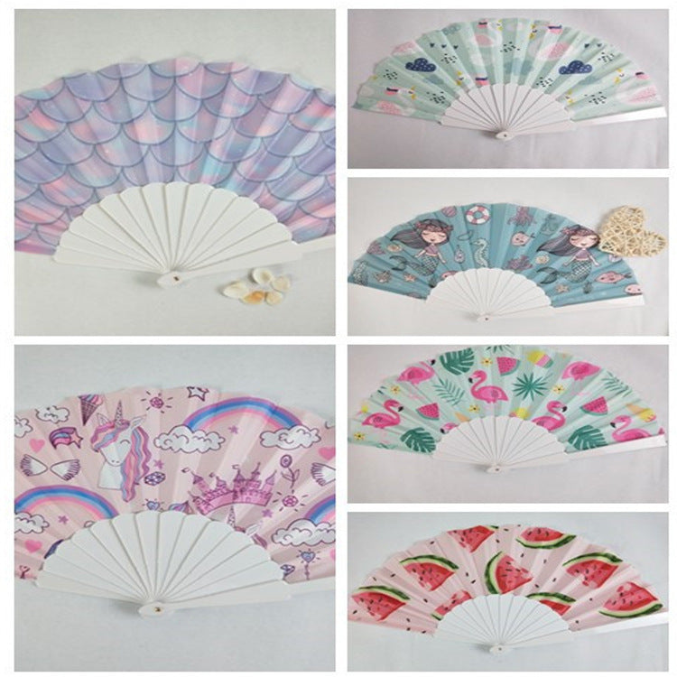 Ladies decorative fan with shimmering shell pattern Kalsten