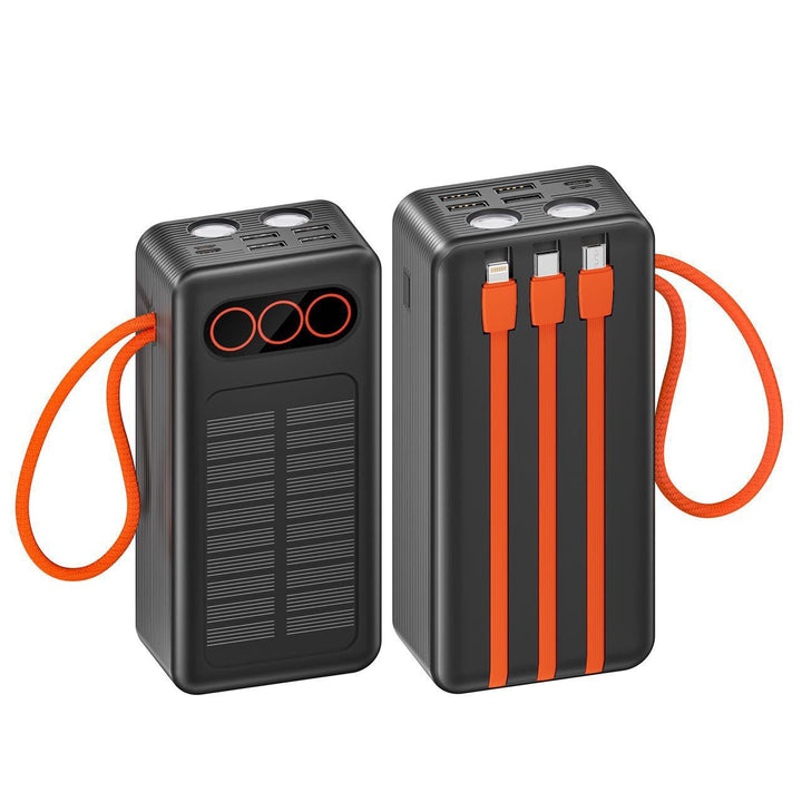 Portable Solar Power Bank with Integrated Charging Cables and Fast Charging Function Kalsten