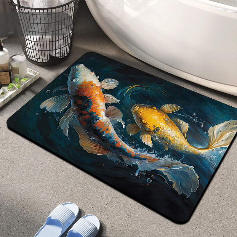 Floral Design Memory Foam Bath Mat Kalsten