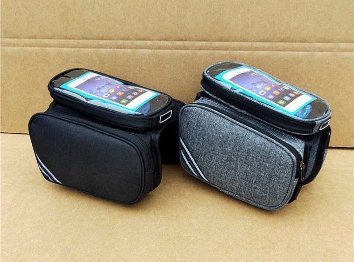 waterproof bike handlebar phone bag with touchscreen top and spacious dual compartment and reflective accents Kalsten