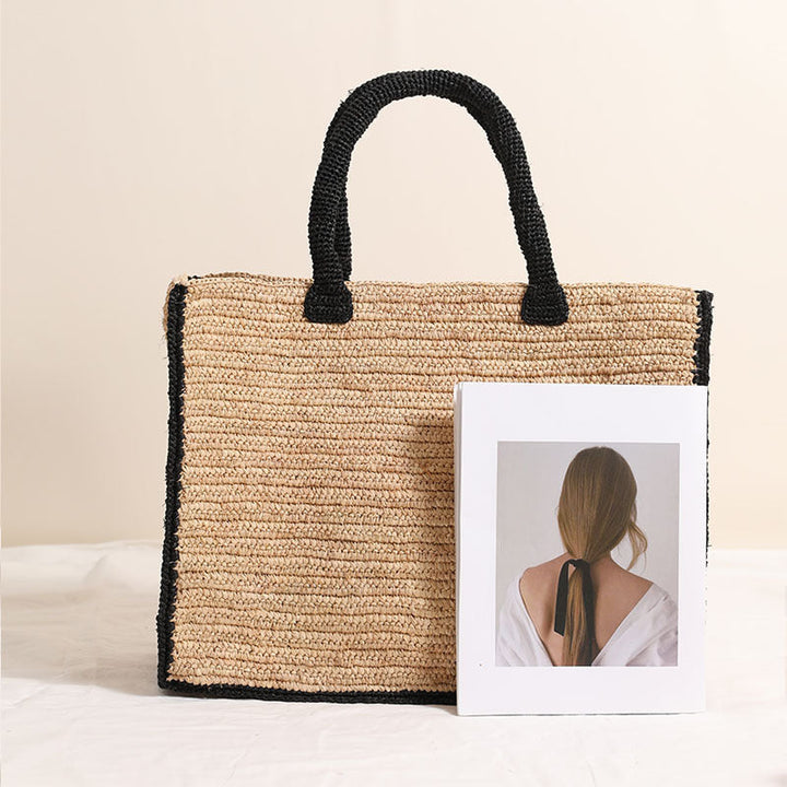Handmade basket bag with reinforced handles Kalsten