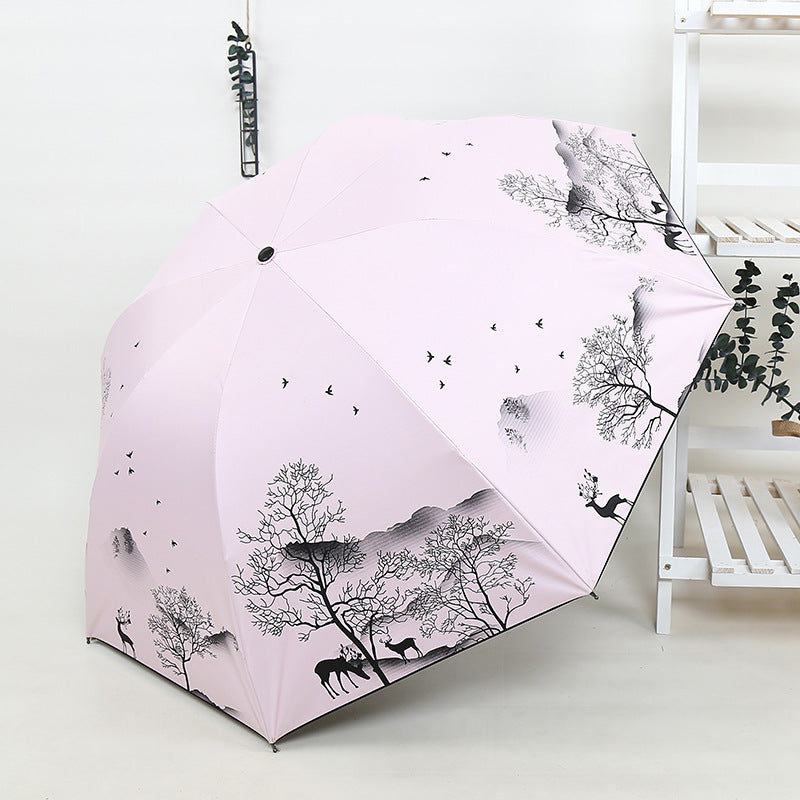 Ladies Foldable Umbrella with Artistic Nature Design Kalsten