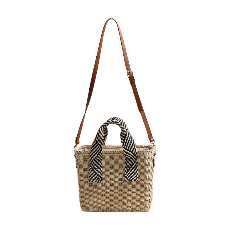 Woven natural material handbag with removable shoulder strap Kalsten