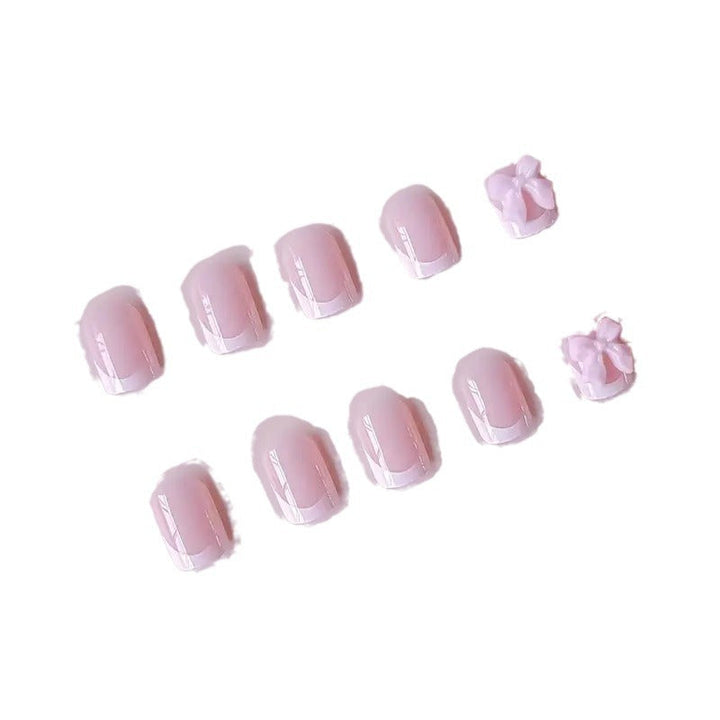 Elegant French Tip Press-On Nails with Bow Detail Kalsten