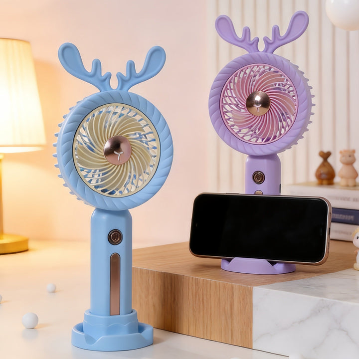Women's Portable Hand Fan with Creative Antler Design Kalsten