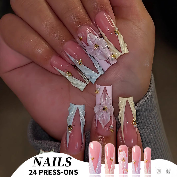 Floral Design Press-On Nails Kalsten