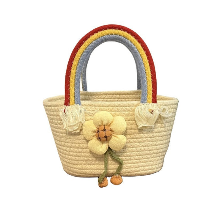 Women's handmade basket bag with color-coordinated handle accents Kalsten