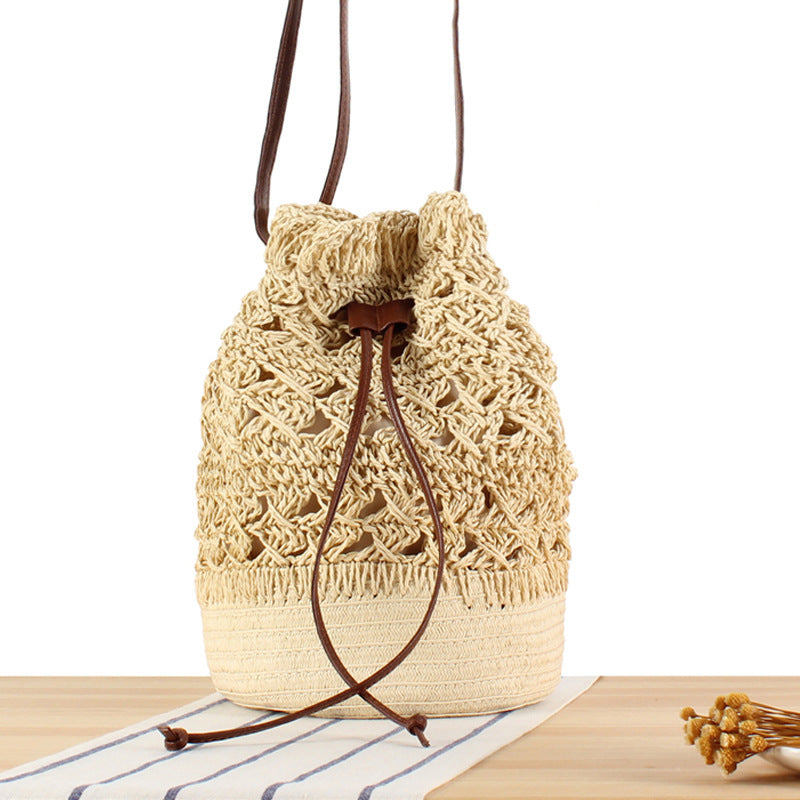 Designer Backpack Made of Natural Weave with Leather Accents Kalsten